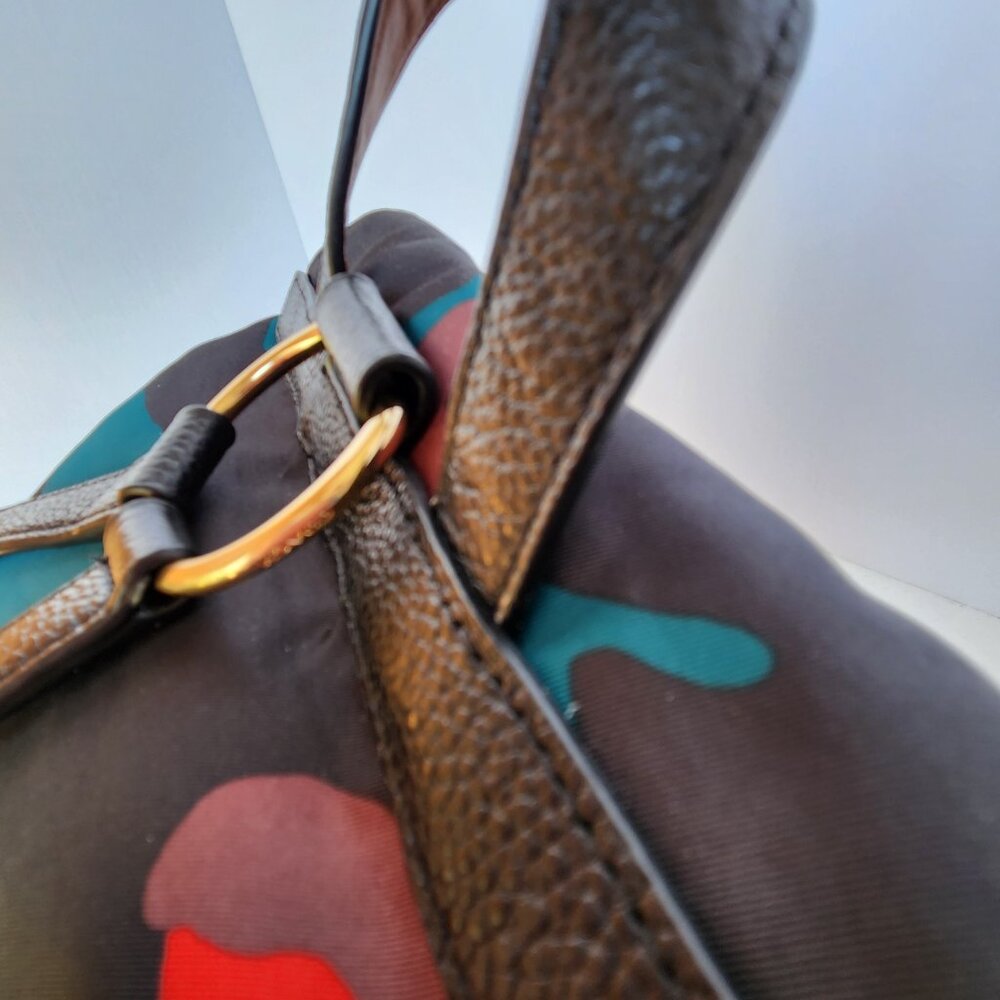 RARE Coach nylon backpack/daypack F11848 in colorful camo with leather straps - Picture 13 of 14
